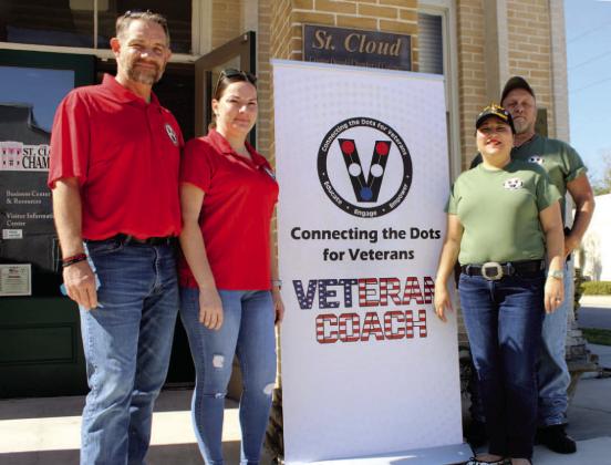 New “red shirt” volunteers Ken and Amy Smith with Connecting the Dots for Veterans founders Dottie and John Adams. PHOTO/TERRY LLOYD