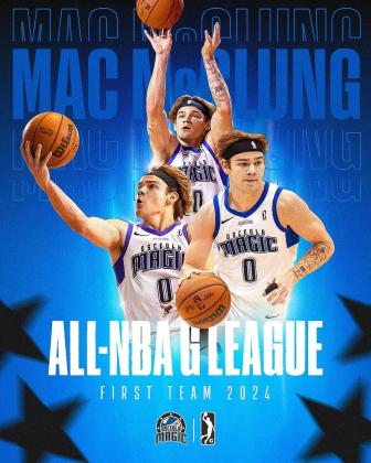 Osceola Magic point guard Mac McClung averaged a league-high 25.7 points per game, including a season-high 40 in a March 21 win against Birmingham, and his 6.6 assists per game were among league leaders. PHOTO/OSCEOLA MAGIC