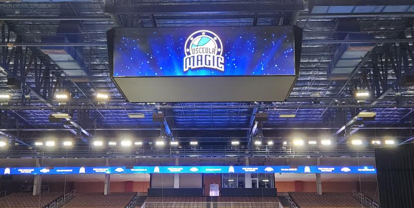 The team's logo and ribbon advertising were already on display Tuesday inside the Silver Spurs Arena. PHOTO/KEN JACKSON