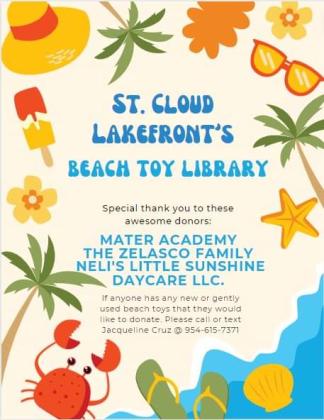 The Beach Toy Library, an idea of St. Cloud resident Jacqueline Cruz, is up and running at the Lakefront Park beach, teaching children and families to share.