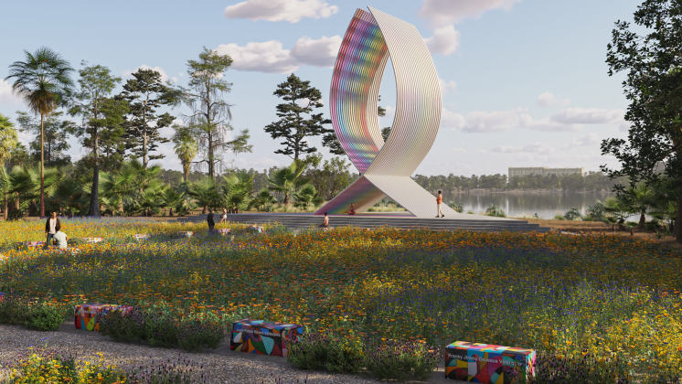 “Wings of a Rainbow” will feature the names of the 49 Pulse shooting victims on reflective acrylic glass, set within a butterfly garden at Brownie Wise Park. PHOTO/OSCEOLA COUNTY
