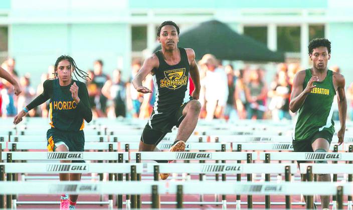 In helping the Seahawks win the county middle school track title, Asaiah Seward broke the county record in the 100 meter hurdles, and Ziannah Gooden ran and jumped to three more titles. PHOTO/DILLON DISTLER